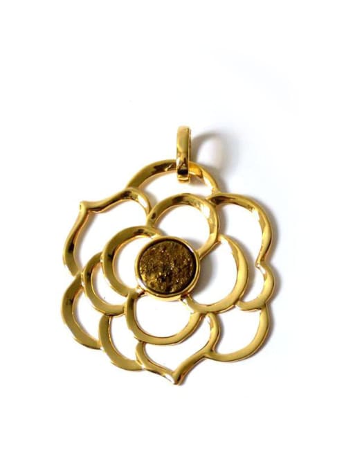 Gold Fashion Hollow Flower Natural Crystal Pendant