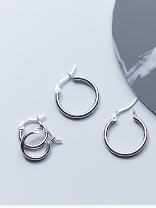 Rosh Simple round circle 925 silver earrings 3