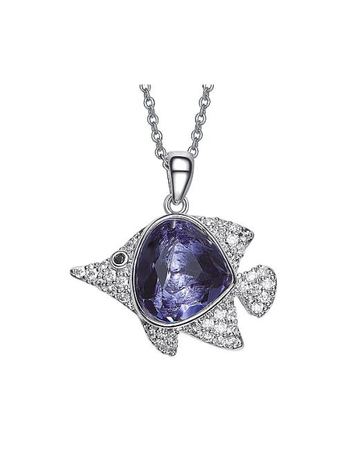 CEIDAI Fashion Purple austrian Crystal Zircon Fish Necklace 0
