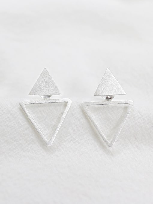 DAKA Fashion Personalized Double Triangle Silver Stud Earrings 2