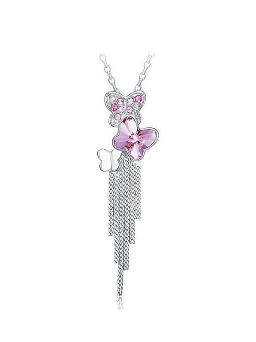 pink Butterfly-shaped Crystal Necklace