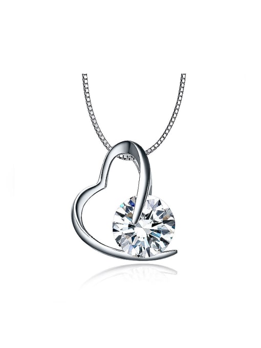 One Silver Elegant Heart Pendant 0