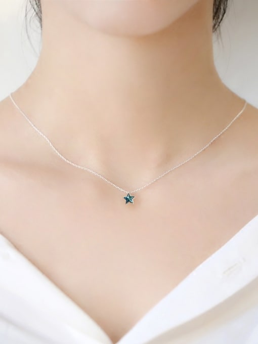 Peng Yuan Simple Blue Star Silver Necklace 1