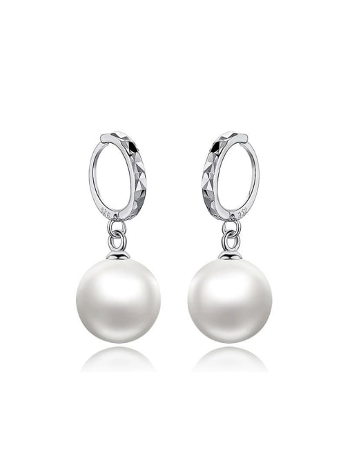 AI Fei Er Fashion White Imitation Pearl Copper Earrings