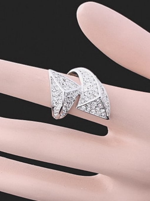 Wei Jia Personalized Cubic Rhinestones-studded Platinum Plated Alloy Ring 1