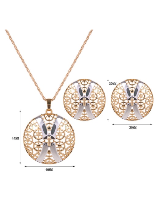 BESTIE Alloy Imitation-gold Plated Fashion Hollow Round Two Pieces Jewelry Set 3