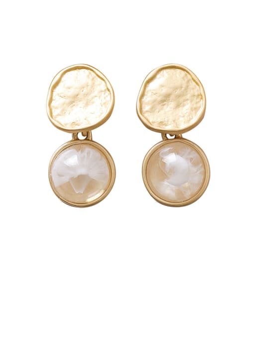 Girlhood Alloy With Gold Plated Simplistic Round Drop Earrings 0