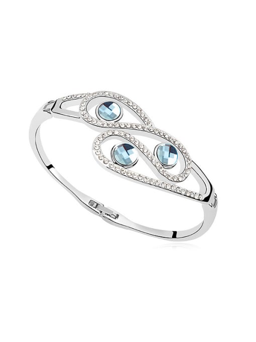 blue Fashion Shiny austrian Crystals Platinum Plated Alloy Bangle