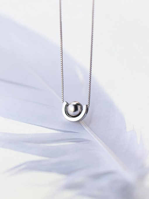 925 Silver Elegant 925 Silver U Shaped Bead Necklace