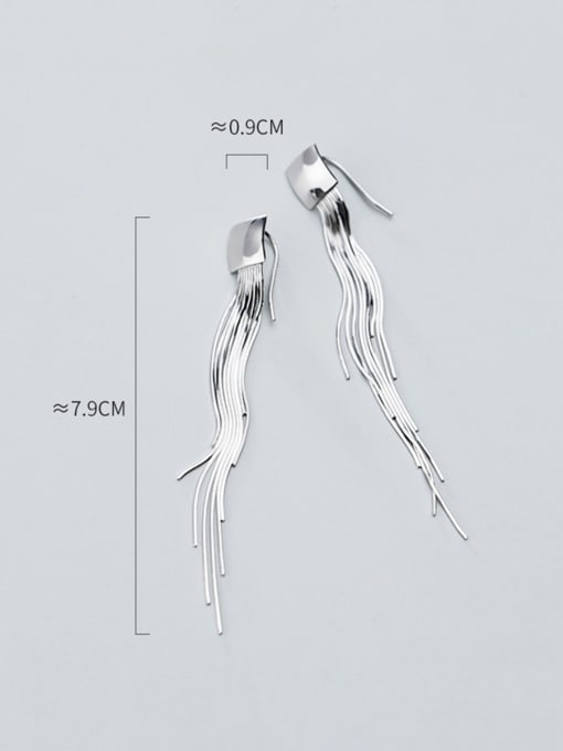 Rosh 925 Sterling Silver With Platinum Plated Simplistic Geometric Tassel Earrings 3