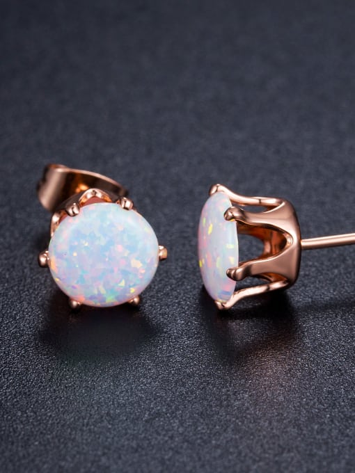 No Rose Gold Plated Diamond Exquisite Elegant Round Shaped Small Stud Earrings