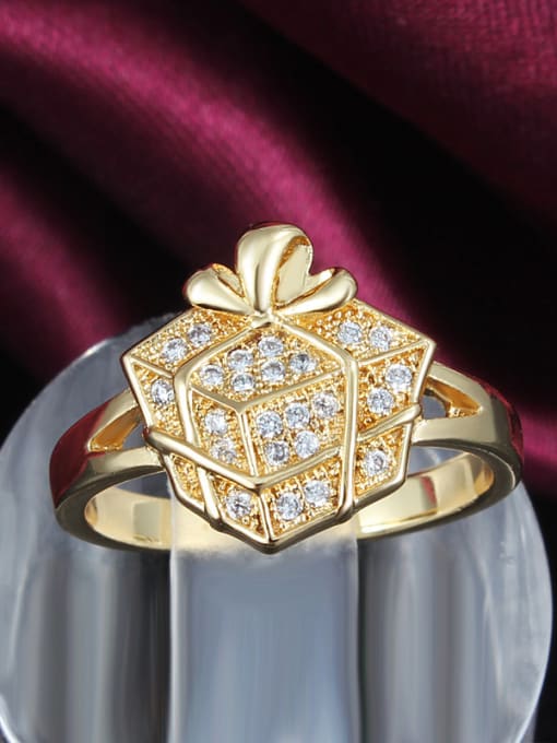 SANTIAGO Creative Box Shaped 18K Gold Plated Copper Ring 1