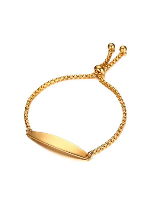 CONG Adjustable Length Gold Plated Geometric Shaped Titanium Bracelet 0