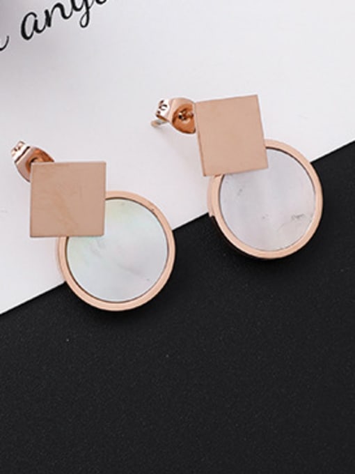 Girlhood Stainless Steel With Rose Gold Plated Personality Geometric Stud Earrings 3