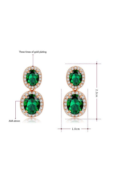 Ronaldo Green Copper Rose Gold Plated AAA Zircon Two Pieces Jewelry Set 2