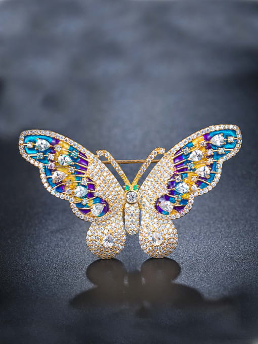 UNIENO Colorful Zircon Butterfly Brooch