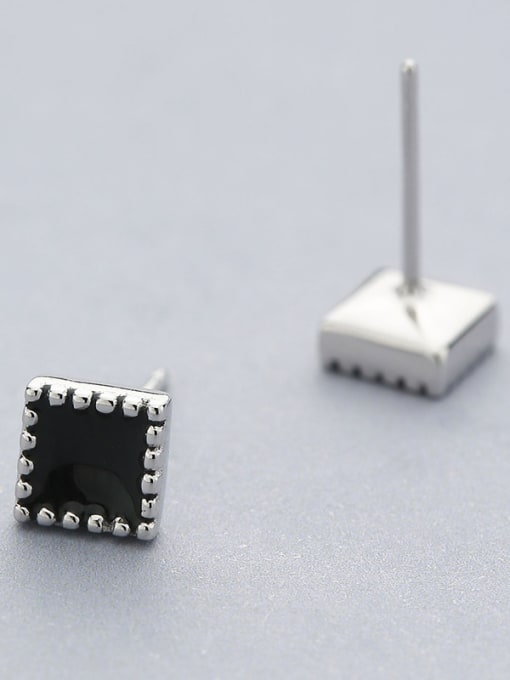 White 925 Silver Square Shaped stud Earring