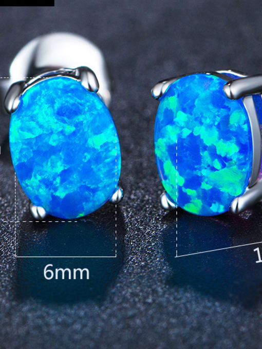 Blue Colorful Popular Oval Shaped Fashion Stud Earrings