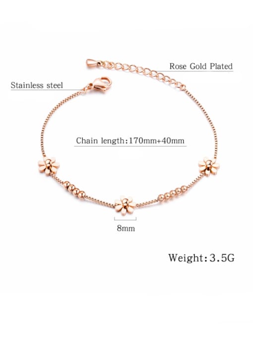 Open Sky Stainless Steel With Rose Gold Plated Cute Flower Bracelets 2