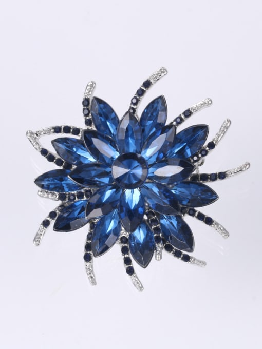 XD7938? blue Alloy With Platinum Plated Exaggerated Flower Brooches