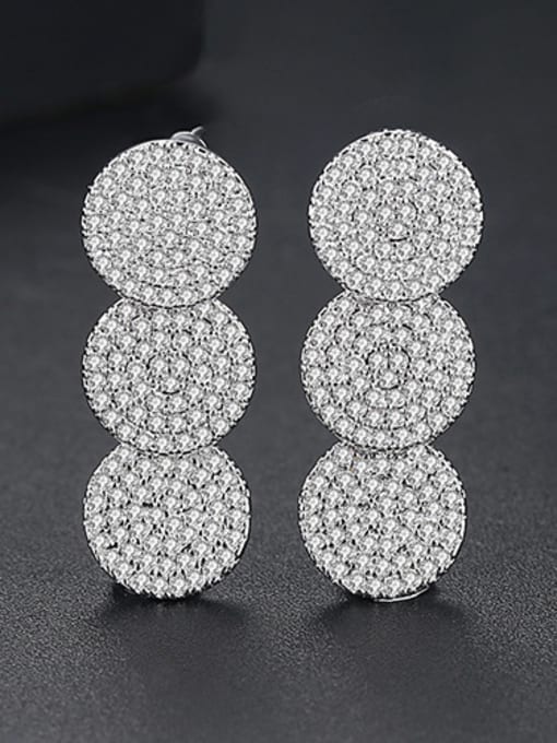 BLING SU Copper With White Gold Plated Fashion Round Drop Earrings 0