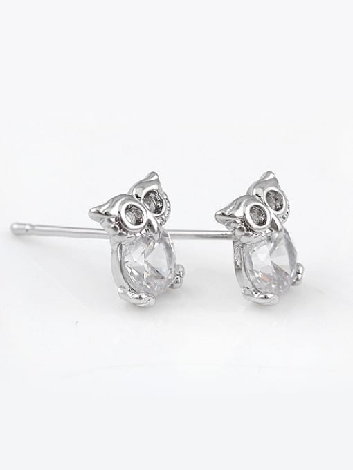 Wei Jia Personalized Little Owl Cubic Zircon Stud Earrings 0