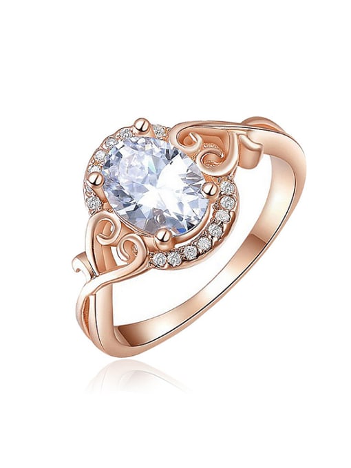 Rose Gold Fashion Oval AAA Zircon-accented Copper Ring