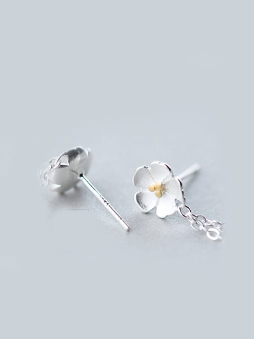 Rosh S925 Silver Sweet Cherry Flowers Tassel Drop threader earring 3