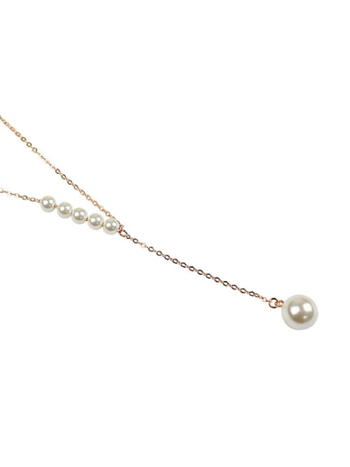 Rose Gold Simple Artificial Pearls 925 Silver Necklace