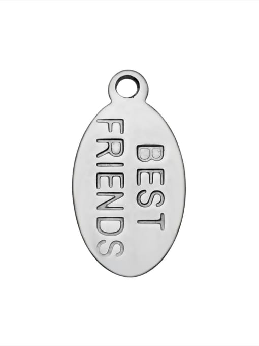XVC219-2 Stainless Steel With Simplistic Oval with best friends words Charms
