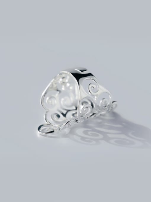 Rosh S925 Silver Retro Exaggeration Hollowing Opening Statement Ring 1