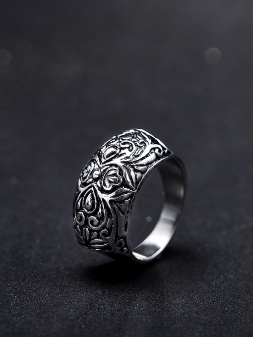 Ronaldo Personality Stainless Steel Flower Pattern Painting Ring 2