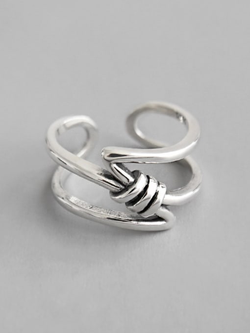 DAKA 925 Sterling Silver With Antique Silver Plated Simplistic free size Rings 3