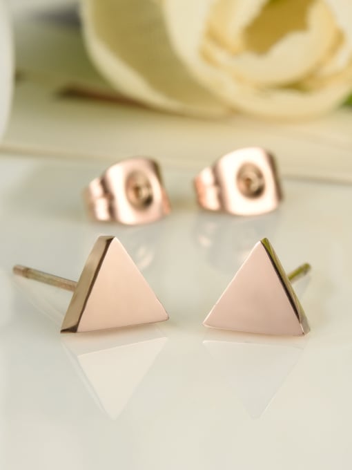 Open Sky Tiny Triangle Rose Gold Plated Titanium Stud Earrings 2