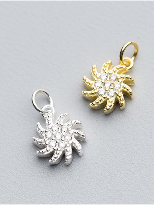 FAN 925 Sterling Silver With 18k Gold Plated Classic Flower Charms 1