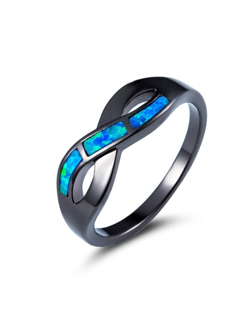 Blue Black Opal Stone Statement Ring
