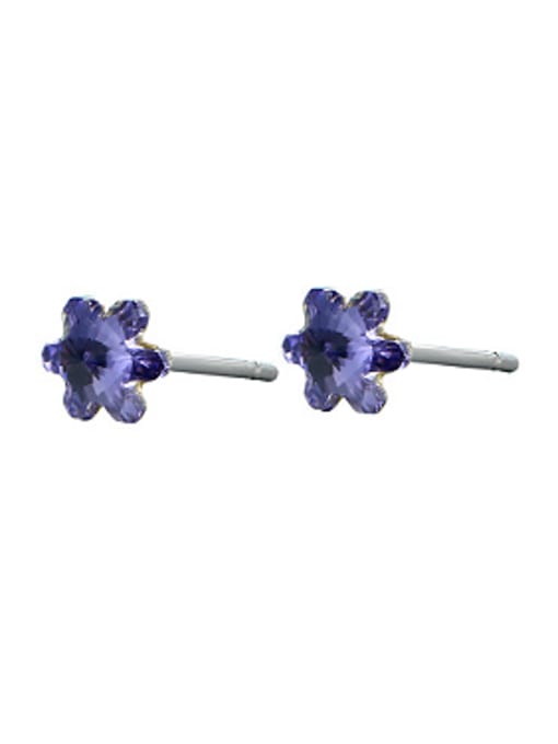 purple Tiny Austria Crystal Flowery Stud Earrings