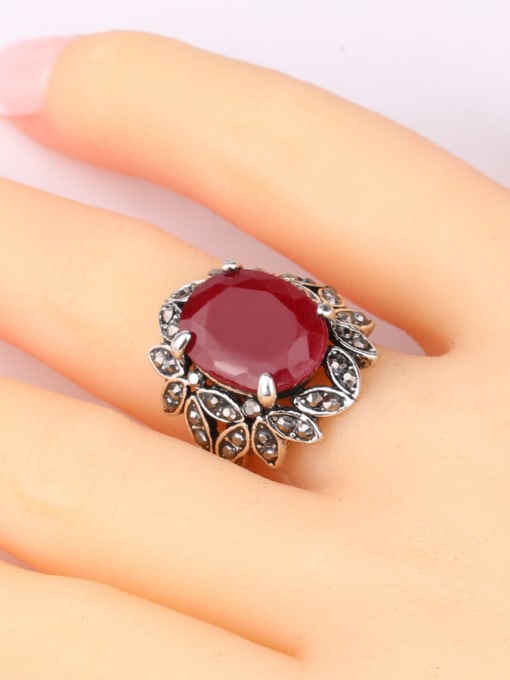 Gujin Bohemia style Retro Resin Red stone Alloy Ring 1