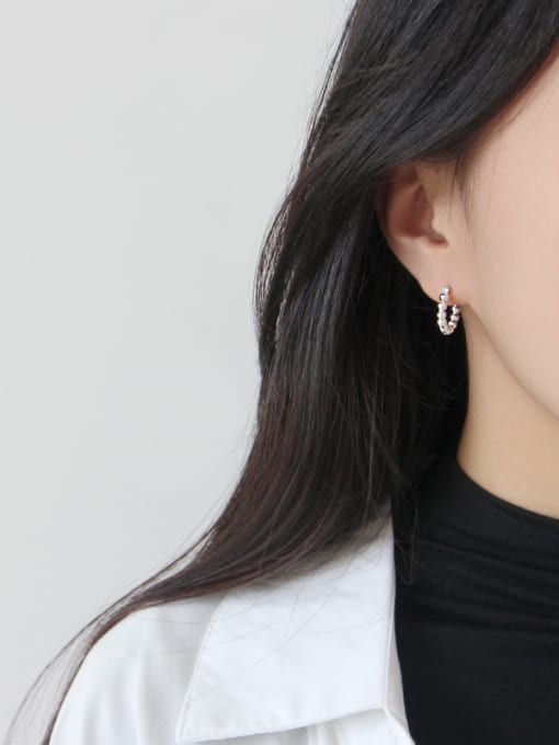 DAKA Sterling Silver simple geometric Bead Earrings 1