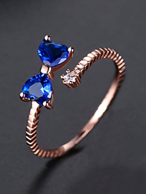 rose  blue Copper With Platinum Plated Simplistic Bowknot Free Size  Rings