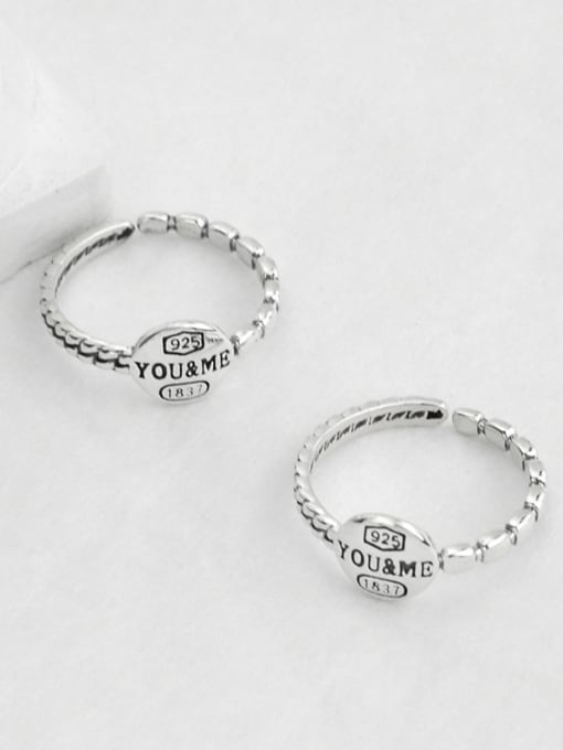 SHUI Vintage Sterling Silver With Antique Silver Plated Round Smear Monogrammed Midi Rings 2