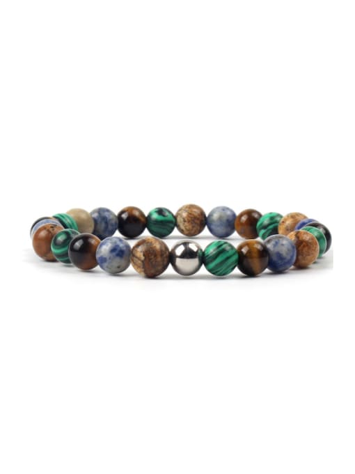 KSB1183-B Colorful Natural Stones Retro Style Bracelet