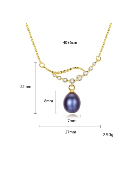 CCUI Pure silver electroplated 18K gold natural freshwater pearl Zircon Necklace 4