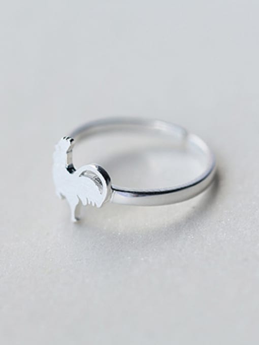 white Delicate Adjustable Chicken Shaped S925 Silver Ring