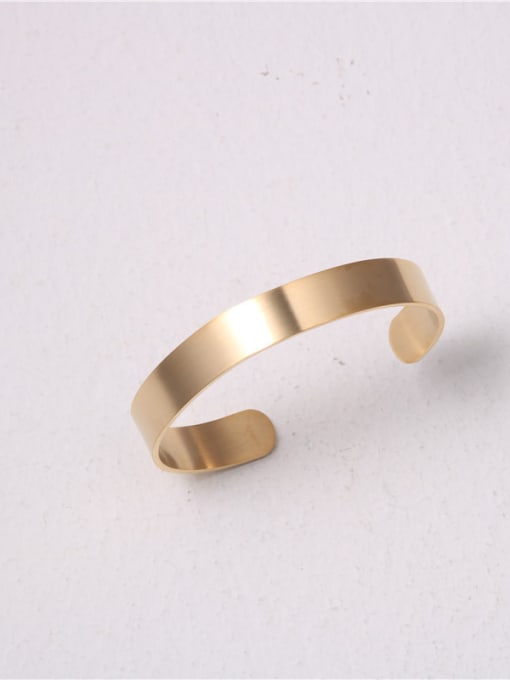 GROSE Titanium With Gold Plated Simplistic  Smooth Geometric Free Size Bracelet 2