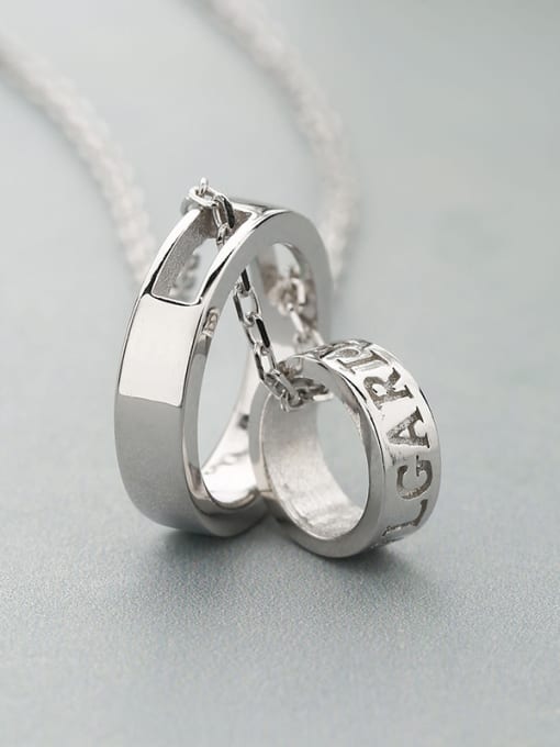 One Silver Double Round-shaped Necklace 3