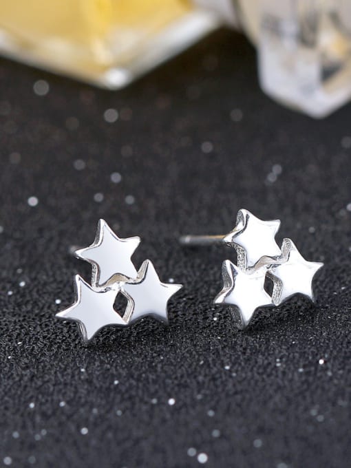 kwan Handmade Three Stars Smooth Stud Earrings 2