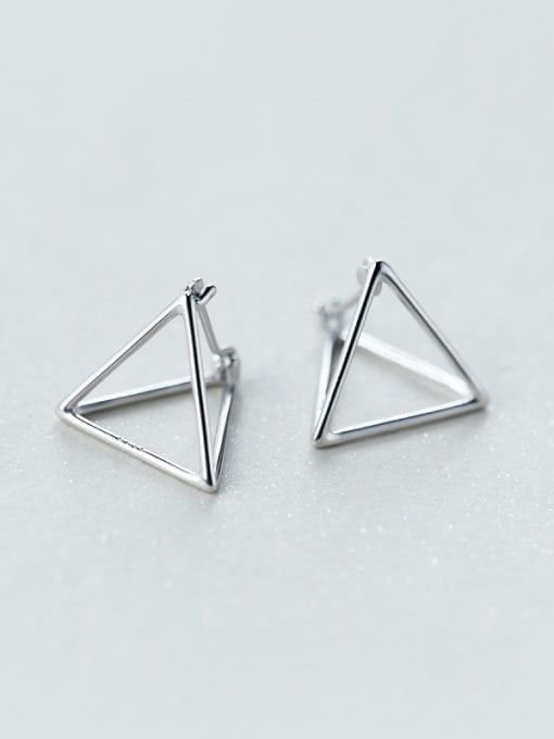 Silver Delicate Triangle Shaped S925 Silver Stud Earrings