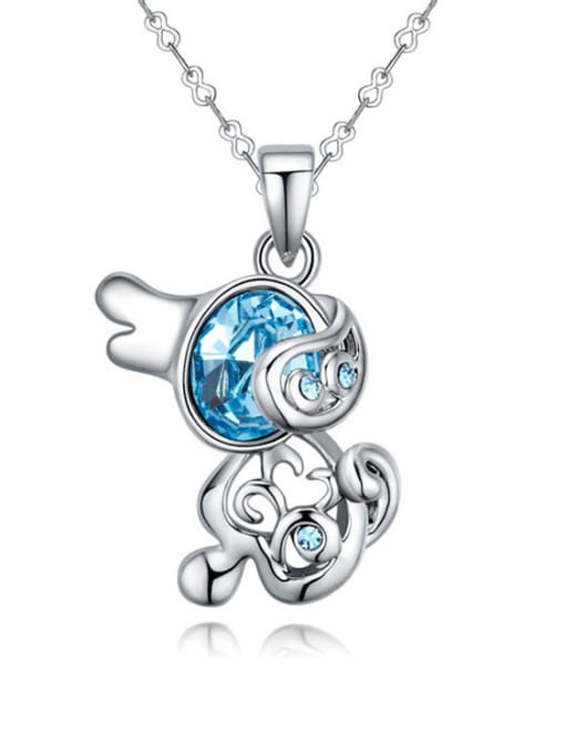 light blue Personalized Little Dog Pendant austrian Crystal Alloy Necklace