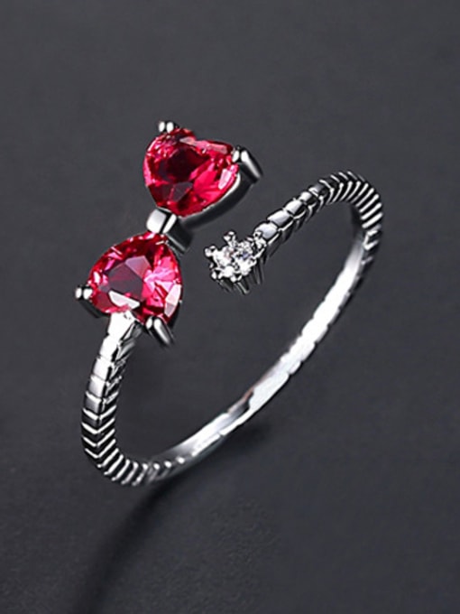 platinum red Copper With Platinum Plated Simplistic Bowknot Free Size  Rings